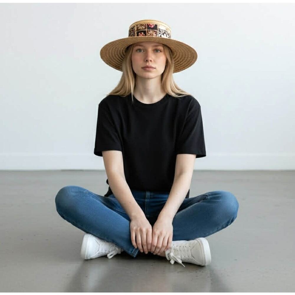 Vintage 1970s Happy Cappers By The Field Company CA Straw Wide Brim Hat USA EUC
